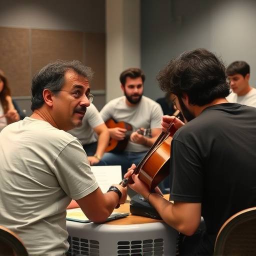Alunos rindo durante um exerc&radic;&ne;cio de improvisa&radic;&sect;&radic;&pound;o em aula.